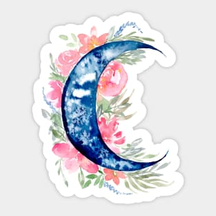 Watercolor Floral Moon Sticker